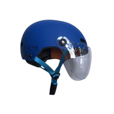 China Sun Visor Monu Dark Blue Helmet 5 Colors Composite Material Durable Electric Vehicle Windproof Helmet For Unisex Adults for sale