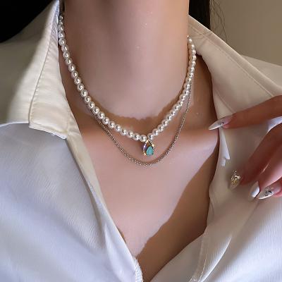 China 2021 Fashion Romantic Freshwater Pearl Stacked Multilayer Water Drops Necklace for sale