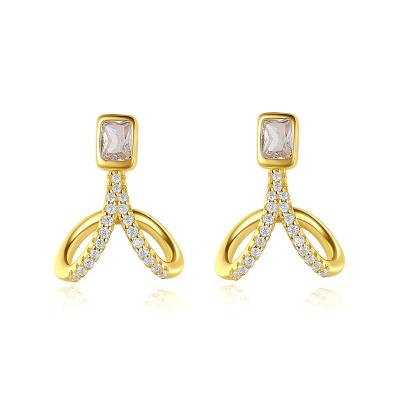 China CLASSIC Silver Minimalist Bowknot S925 Diamond Gold Stud Earrings For Women for sale