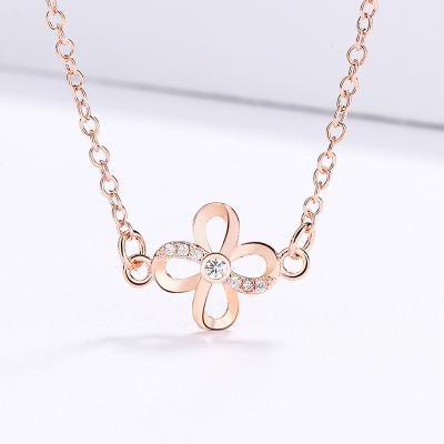 China Fashion Women Japanese Style Cupronickel Diamond Flower Couples Necklace Romantic Luxury Ring Earring Jewelry Sets for sale