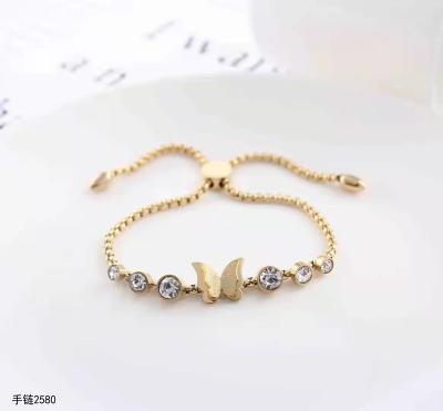 China Office / Career Fashion Women Rhinestone Stainless Steel Butterfly Beaded Bracelet for sale