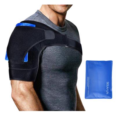 China RUNYI Gel Wrap Neoprene Therapy Compression Stability Immobilizer Hot Cold Reusable Cool Shoulder Support Brace with Ice Pack for sale