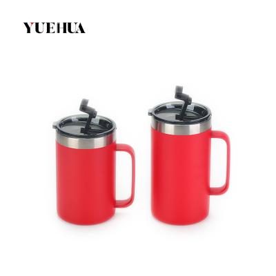 China Hot-selling Stainless Steel Stocked Mug Rising Camping Mug With Double Handle Wall Coffee Mug Custom for sale