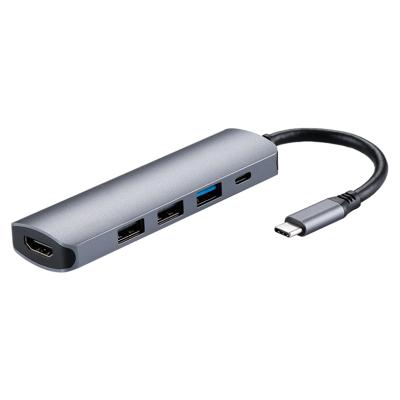 China Aluminum Alloy ULT-Unite New Arrival 5-in-1 USB C Hub to 4K 30Hz HD-MI USB 3.0 2 USB 2.0 and Ports PD 100W Type C Hub for sale