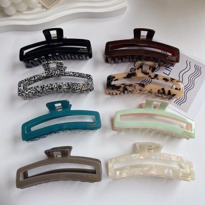 China Soft Korean Extra Large Leopard Rectangle Jumbo Scales Splicing Eco-Friendly Acrylic Acetate Hair Claw Clips For Women for sale