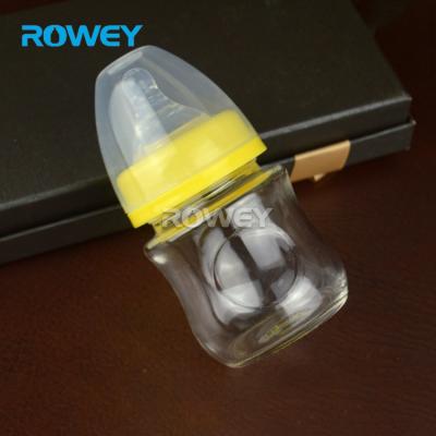 China BPA Free Wholesale 120ml Pure Color Glass Yellow Feeding Bottle For Baby Milk for sale