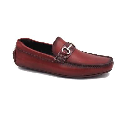 China Breathable Accept Customer Customization LOGO Red Real Genuine Cow Leather Shoes For Men Casual for sale