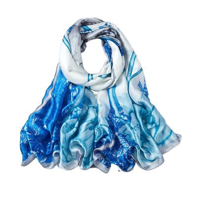 China Square Only Digital Printed Polyester Porcelain Scarves Polyester for sale