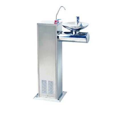 China Standing Installation Floor-standing Two Basin Stainless Steel Cooler Drinking Station Dispenser For Park Use for sale