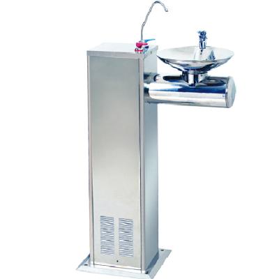 China Standing Installation Floor-standing Two Basin Stainless Steel Cooler Drinking Stations Dispenser For Public Use for sale