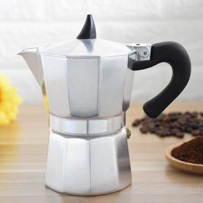 China Sustainable Aluminum Silver Moka Pot Italian Espresso Coffee Maker for sale