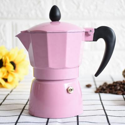 China Sustainable Coffee Maker Pink Stove Top Italian Moka Pot for sale