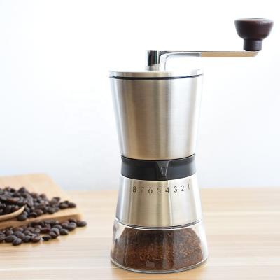 China Sustainable Stainless Steel Coffee Grinder Portable Hand Crank Manual Grinder With Easy Adjustable Settings for sale