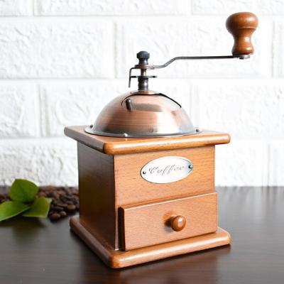 China Viable Classic Wooden Manual Coffee Grinder Household Hand Coffee Bean Mill for sale