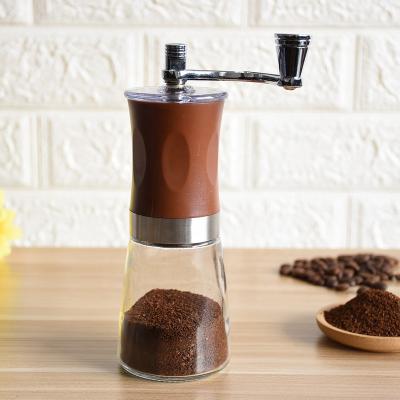 China Viable Portable Coffee Mill Manual Ceramic Coffee Grinder with Glass Bottle for sale