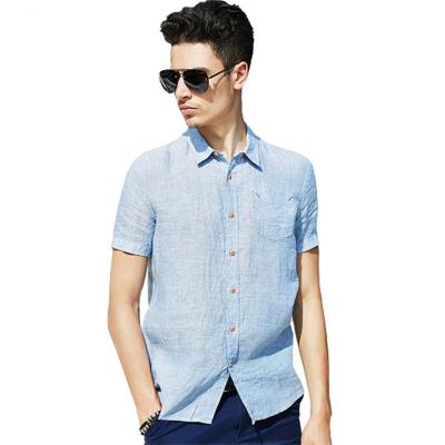 China Anti-pilling Men's Casual Shirt Short Sleeve Shirts Hemp Cotton Mens Shirt Manufacturer for sale