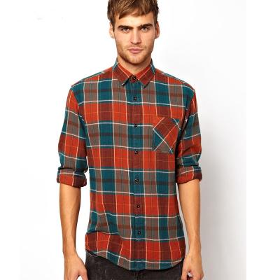 China Custom Plaid Flannel Shirt Anti-Pilling Men Check Casual Shirt Long Sleeve for sale