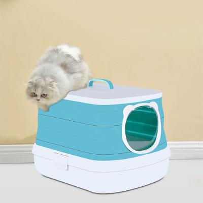 China Plastic Foundary Collapsible cat litter box basin portable Foldable litter box For Cats for sale