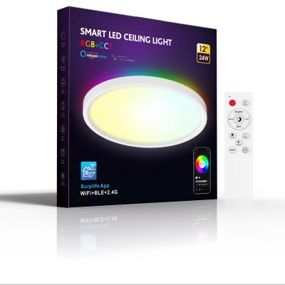 China Surface Mounted Wiscoon Ultra Slim RGB+CCT WiFi Smart LED Ceiling Light 24W AC100V or AC240V CE SAA Approved for sale