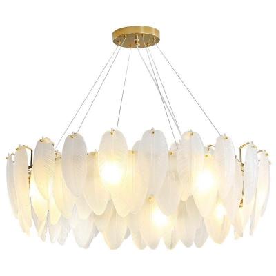 China Minimalist Simple Living Room Hanging Light Decorative Ceiling Pendant Lights Plume Shape Luxury Modern Led Chandelier for sale