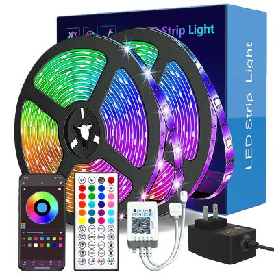 China Garden IP65 WIFI Bluetooth RF Controller 12V Smart RGB Led Kits SMD 5050 150Leds 5M 10M IP65 TV Background RGB Led Strip Lights for sale