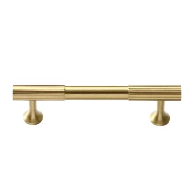 China Morden Furniture handle&knob Gold vertical pattern brass handle wardrobe drawer cabinet door handle wardrobe hardware for sale