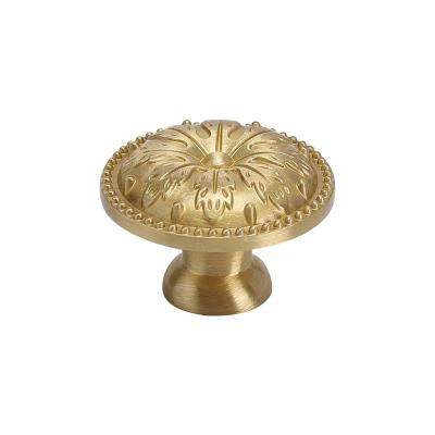 China Morden Brass handle single hole solid cabinet door, light gold European style drawer kitchen shoe cabinet wardrobe brass knob for sale