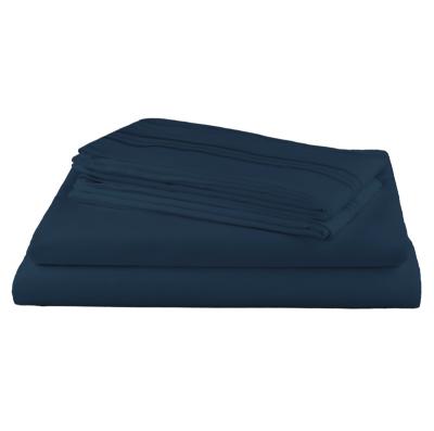 China Nondisposable High Quality Navy Blue Bed Blended Polyester Fabric Sheet Set for sale