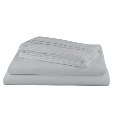 China Nondisposable High Quality Light Gray 100% Polyester King Size Fitted Bedding Sheet Sets for sale