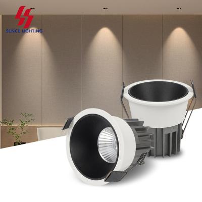 China SENS anti-glare aluminum hotel 7w 12w 18w down light modern enclosed round commercial led downlight for sale