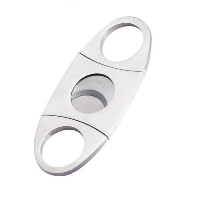 China Traditional Portable Accessories Cigar Cutter Case Cigar Travel Pointed V Blade and Cigar Cutter Large-Caliber Straight Cigar Cutter for sale