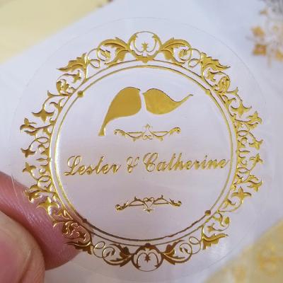 China Waterproof Premium PVC Waterproof Transparent Label Sticker With Gold Foil for sale