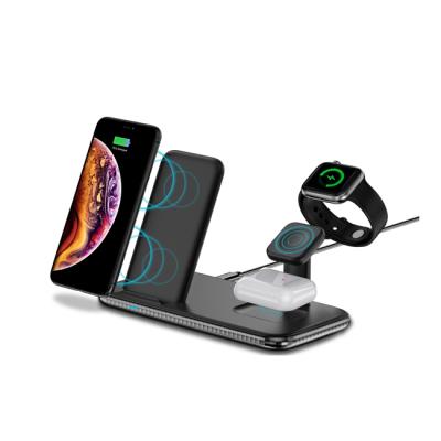 China Wholesale cell phone pos table Qi certified type c 4-in-1 15w wireless charger for smartphone watch earhuds for sale