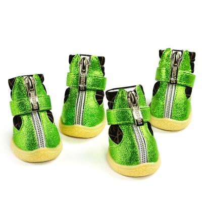 China Wholesale 4pcs/set Sustainable Dog Boots Anti-Slip Zipper Snow Hiking Warm Winter Dog Shoes for sale