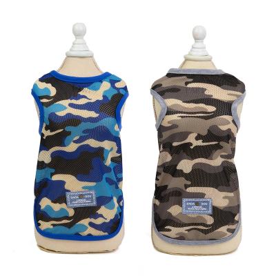 China Sustainable Pet Sunscreen Apparel Summer Camouflage Mesh French Bulldog Costume Vest For Puppy for sale