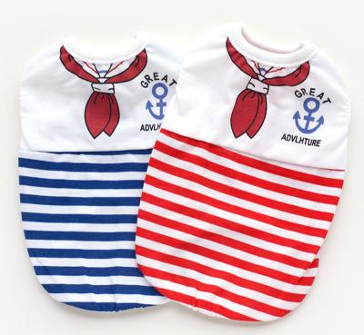 China Sailor Dog Print Pattern Soft Cotton Pet Summer Durable Cute Elastic Clothes Breathable Comfortable T-shirts Invests for sale