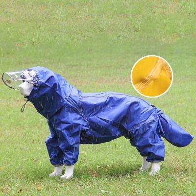 China Sustainable Rain Jacket With Leash Hole Poncho Lightweight Pet Slicker Rainwear With Removable Hoodie Raincoat For Medium Large Dog for sale