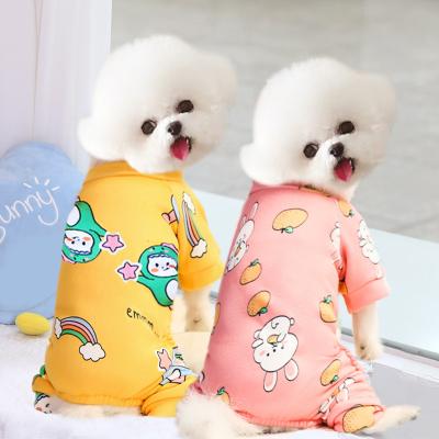 China French Cotton Dog Pajamas Cartoon Printing Four Legs Pet Dog Clothes Viable High Quality Soft Pet Overalls for sale