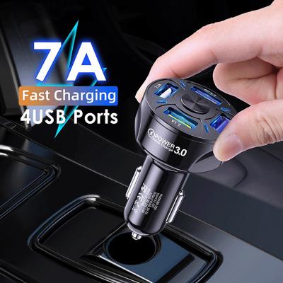 China Universal QC 3.0 Quick Charge 7A Car Phone Charger 4 Port Electric High Speed ​​Led USB Car Charger for sale