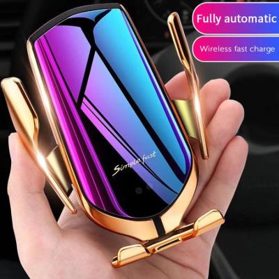 China Mobile Phone Cell Phone Qi Certified Fast Charging Pad Holder Sensor Light with Holder 10w Wireless Car Charger for sale