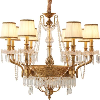 China French classic brass or copper crystal handmade chandelier of lost-cire pendant lamp with French classic light style for sale