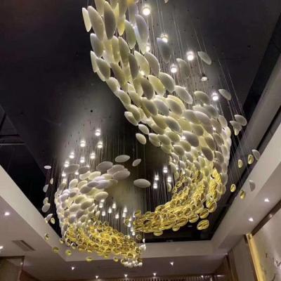 China Wedding Residential Custom Project Modern Hotel Chandeliers Customized Glass Bespoke Crystal Pendant For Lobby for sale