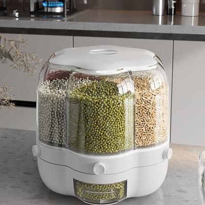 China Airtight Dry Rice Bucket Saklama Beans Freshness Preservation Kitchen Food Need Rotating Storage Box For Extra Large 20kg Rice Dispenser for sale