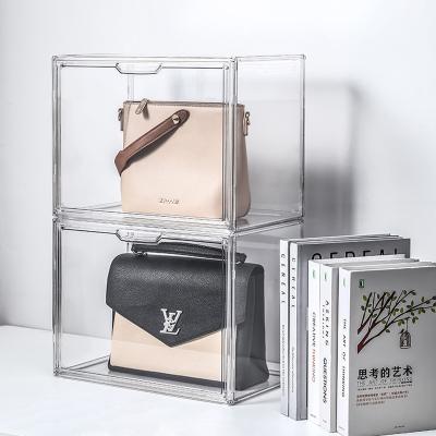 China Folding Luxury Handbag Storage Shelf Brand Box Dustproof Finish Transparent Display Case For Other Storage Boxes for sale