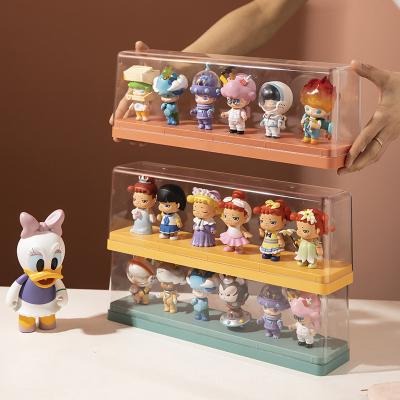 China Transparent Folding Acrylic Dustproof Storage Box Trend Storage Doll Display Stand With Plastic Japanese Doll Showcase for sale