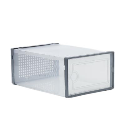 China Folding Shoes Box Transparent Plastic Folding Clear Storage Double Door Sports Sneaker Shoes Crate Box for sale