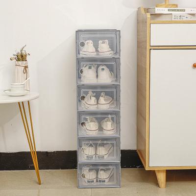 China Folding 1 Dollar Folding Flip Transparent Plastic Shoe Box Made Of ABS Material And Foldable Shoe Box Organizer for sale