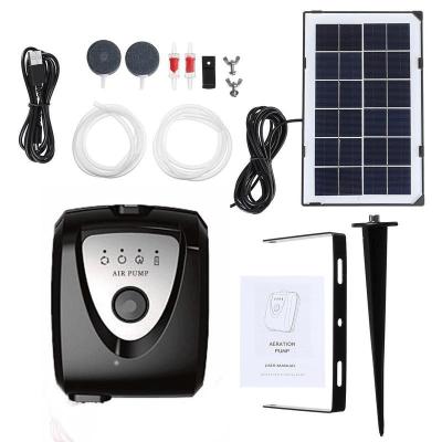 China Sustainable Outdoor Solar Powered Panel Also Support USB Rechargeable Air Oxygenator Oxygen Pump For Fish Pond/Aquarium Pond/Aquarium for sale