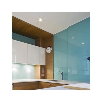 China Modern Open Kitchen Designer Lacquered Glass Sheet Tempered Painted Glass Wall for sale