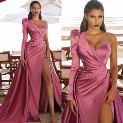 China High Slit Celebrity Robe De Soi Womens Dresses 2021 Newest Prom Dresses Saudi Arabia Long Sleeves Breathable African Formal Mermaid Women for sale